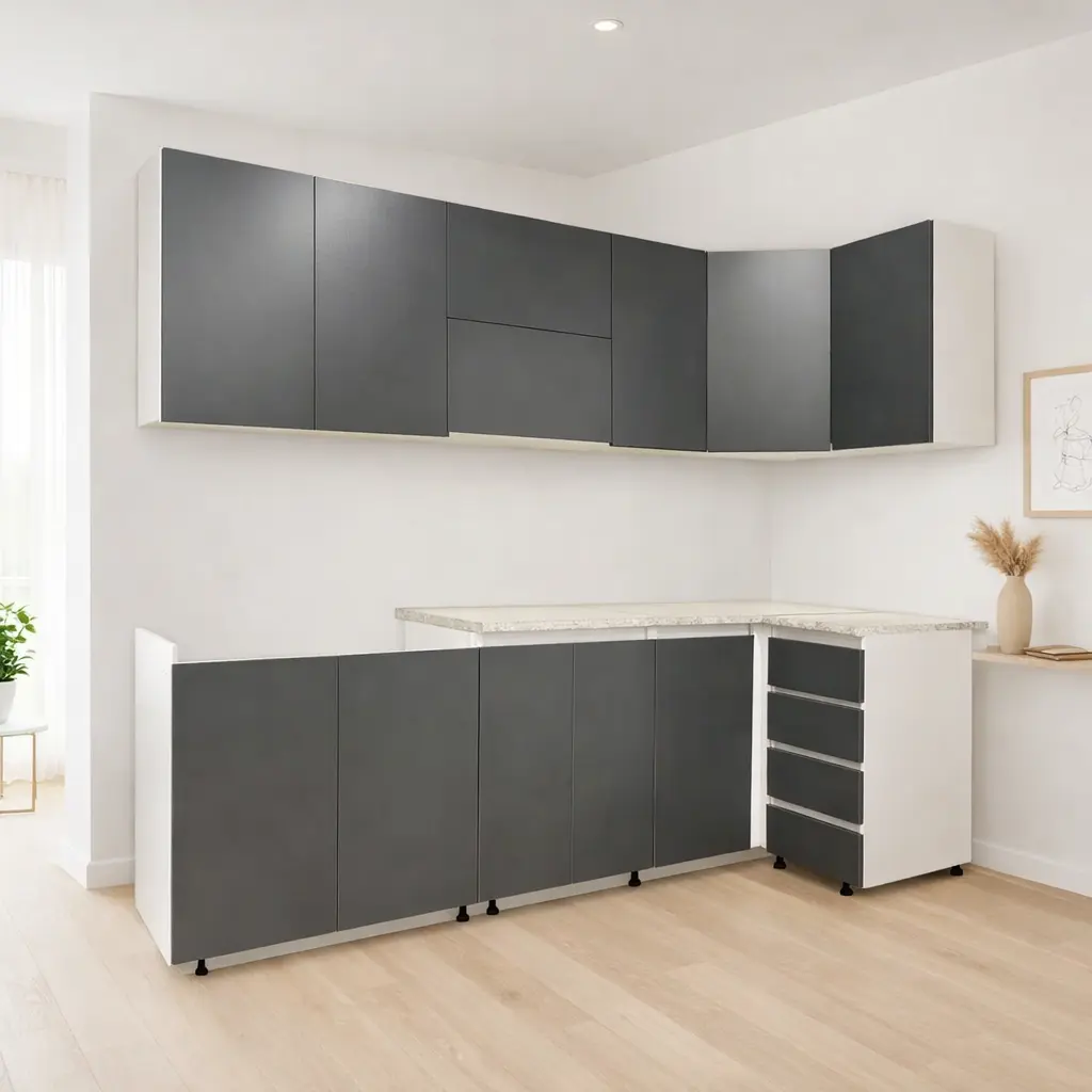 K-20 | კუთხის სამზარეულო | უსახელურო | გლუვი ლამინატი | 2.40 მ X 1 მ