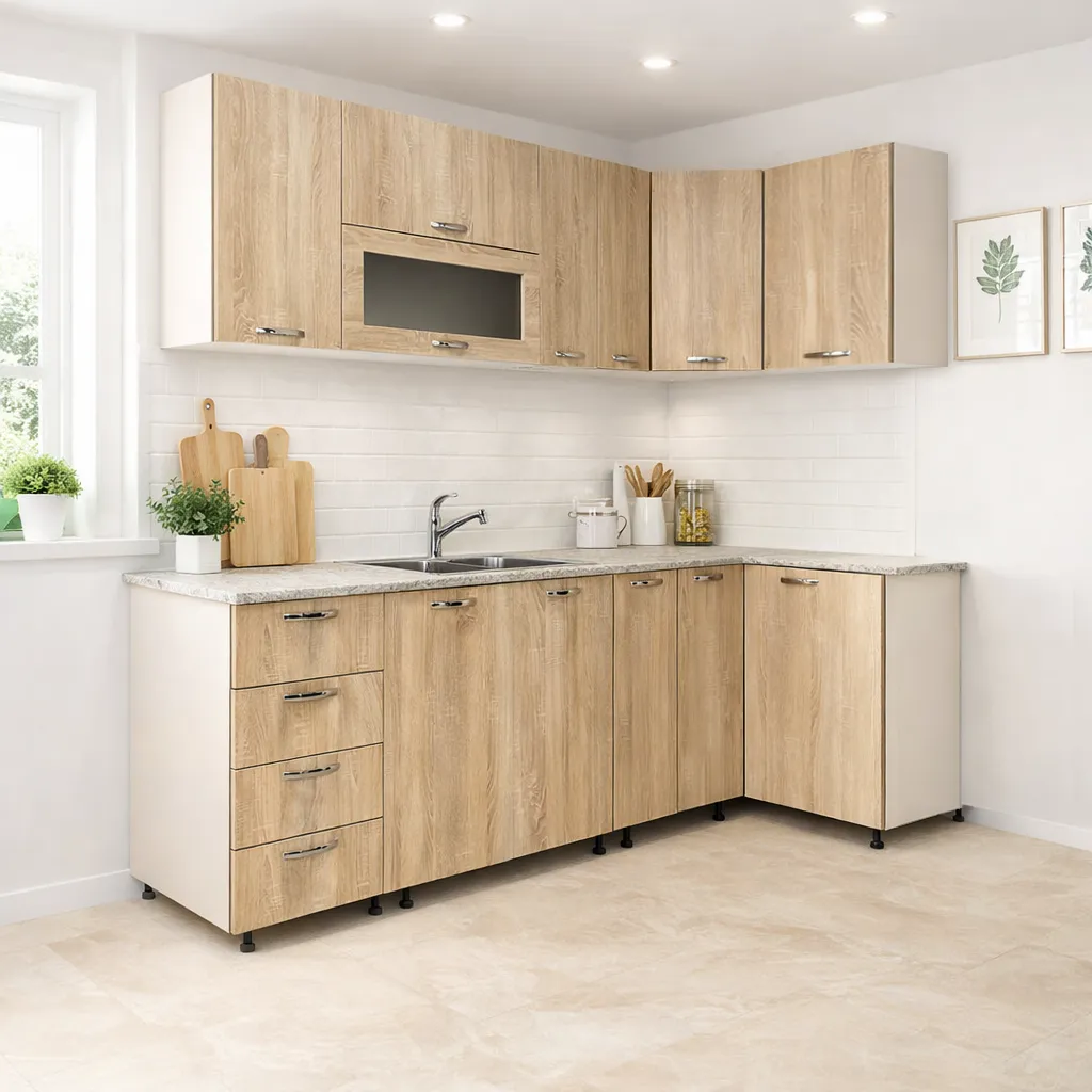 SS-20 | კუთხის სამზარეულო | გლუვი ლამინატი | 2.40 მ X 1 მ