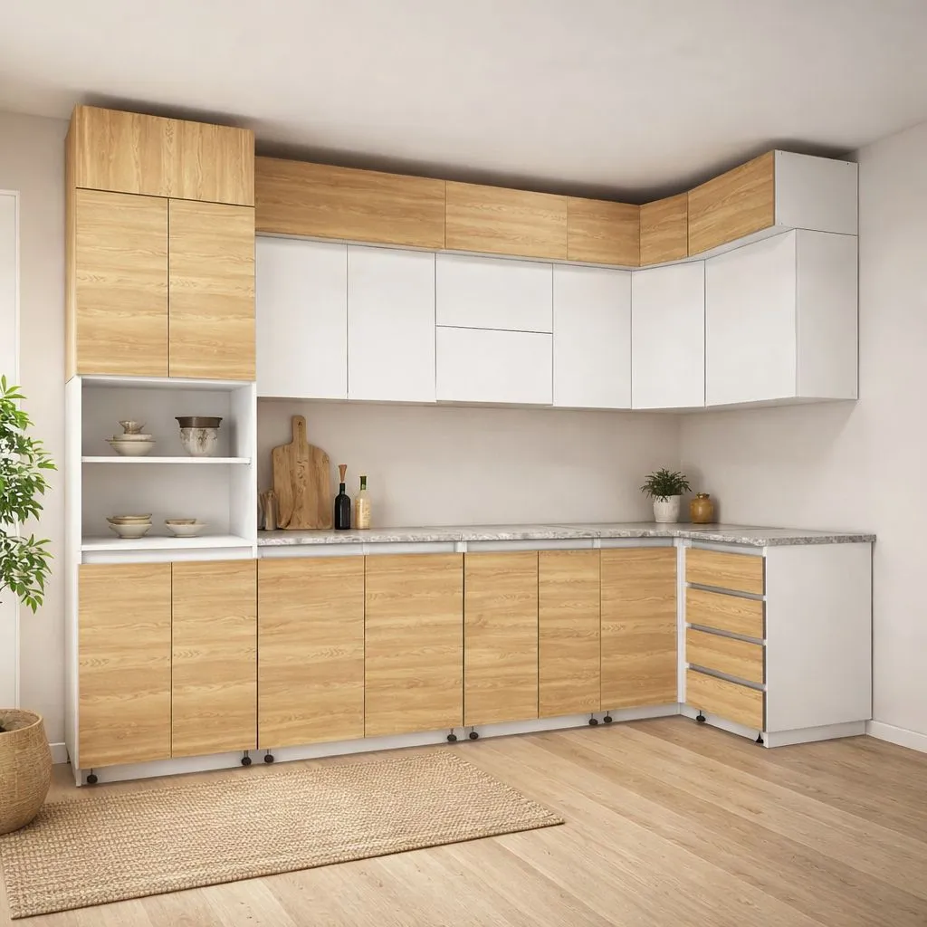 AN-26 | კუთხის სამზარეულო | პენალით | პრიალა ლამინატი | 3.0 მ X 1 მ