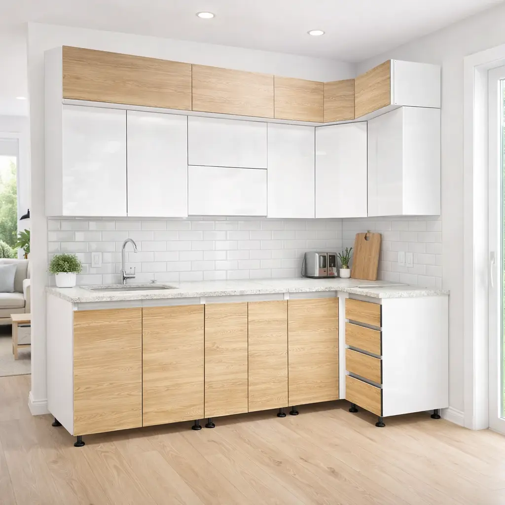 AN-12 | კუთხის სამზარეულო | პრიალა ლამინატი | 2.40 მ X 1 მ