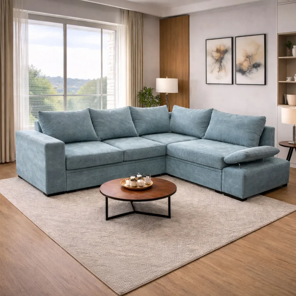 კუთხის დივანი | ზომა: 2.50 მ X 1.90 მ