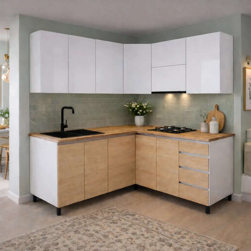 EA-22 | კუთხის სამზარეულო | მდფ-ლამინატი | 1.80 მ-1.60 მ